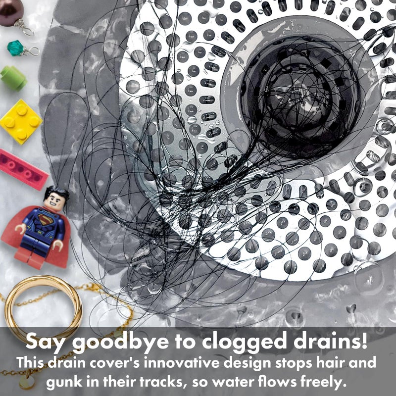 qAp quality art Practical Shower Drain Hair Catcher/Bathtub Shower Drain Hair Trap/Strainer Stainless Steel Drain Protector - Image 2
